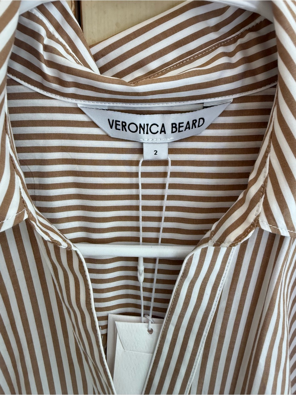 Veronica Beard Beige and White Striped Mini Dress - Picture 6 of 10